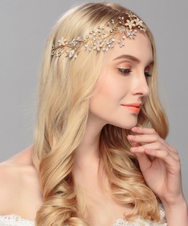 Gorgeous Rose Gold Crystal Rhinestone Pearls Wedding Hair accessories Hair Vine Hairband Bridal Headband Bridesmaids Jewelry
