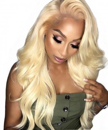 Msbuy Blonde Color #613 Body Wave 360 Lace Frontal Wig For Black Women Straight Wave Pre Plucked With Baby Hair 150% Density 