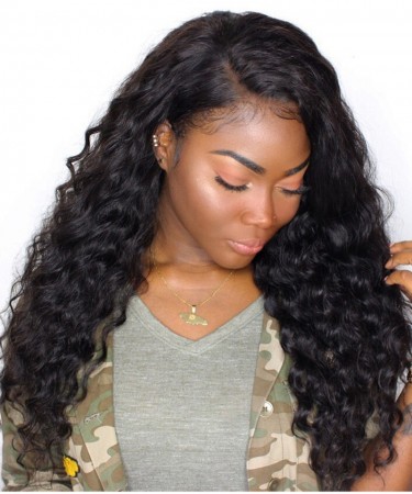 Full Lace Human Hair wigs Deep Wave 120% Density Brazilian Virgin Hair