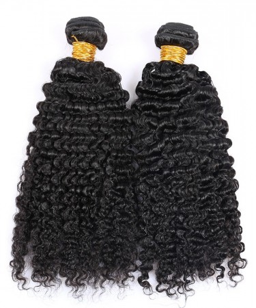 Kinky Curly Virgin Hair Weave Double Weft Human Hair 2 Bundles