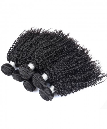 Kinky Curly Hair Weft 2 Bundles Natural Color 100% Human Hair Weaving