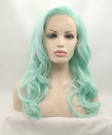 Light Green Wavy Fashionable Synthetic Wig