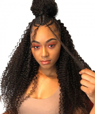 Msbuy Hair Wigs 360 Lace Frontal Wigs Pre Plucked With Baby Hair 180% Density Brazilian Lace Wigs Kinky Curly For Black Women