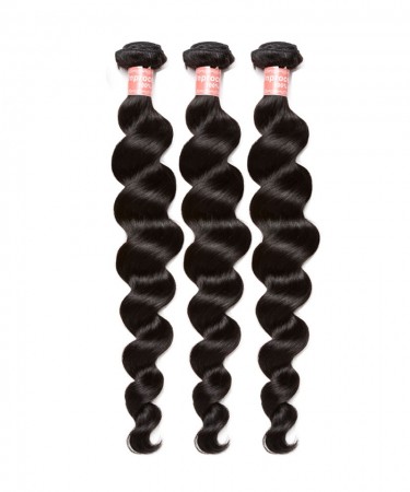 SALE! Brazilian Virgin Hair Loose Wave Human Hair Weave Bundles Natural Black Color 3 Piece Hair Extension