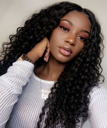 Brazilian Lace Wigs Deep Wave 120% Density Natural Black Color Wigs