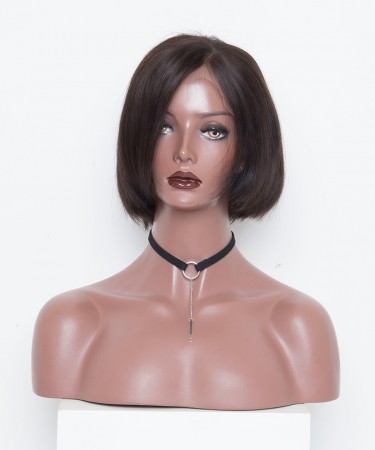 Msbuy Bob Lace Front Wigs Pre-Plucked Natural Hair Line Bob Straight  Wig 150% Density