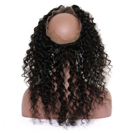 Pre Plucked Deep Wave 360 Lace Frontal Closure With Baby Hair Free Part