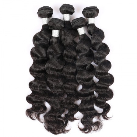 Peruvian Virgin Hair Loose Wave Human Hair Weave Bundles Natural Color 3 Bundles