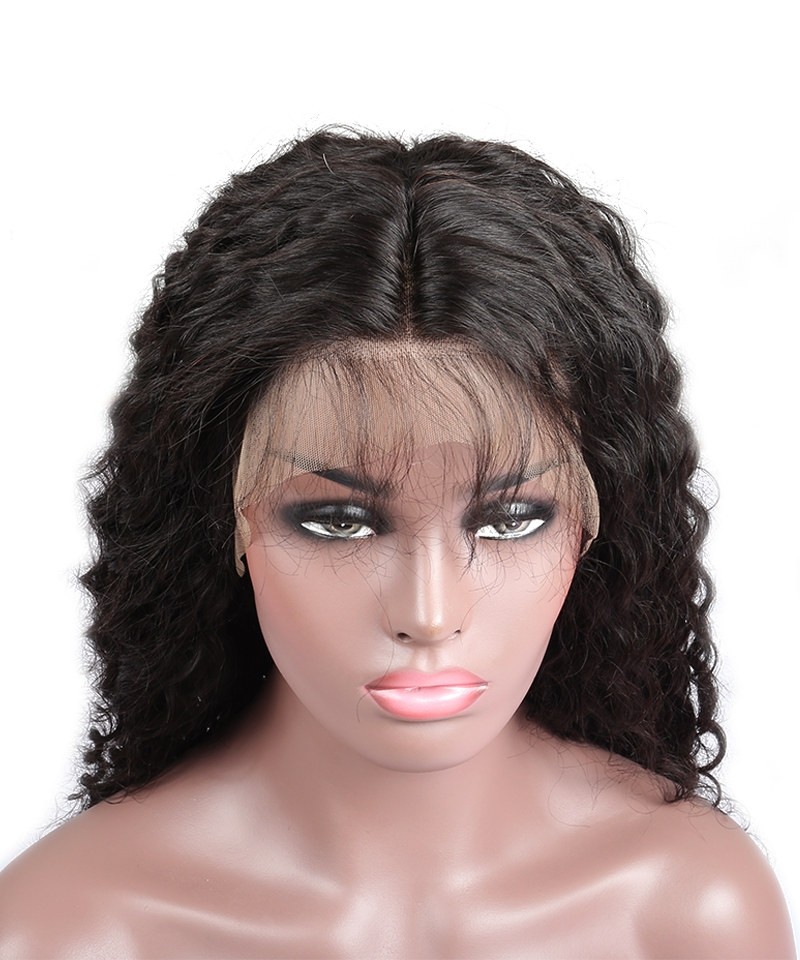 250% Density Deep Curly Lace Front Human Hair Wigs For ...