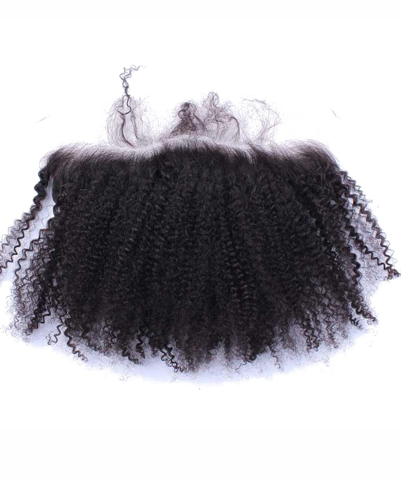 13x4 Afro Kinky Curly Lace Frontal with 3 Bundles Free Part 100 Human Hair Extension
