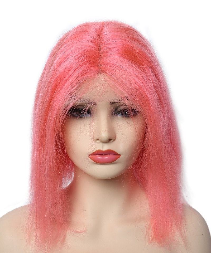 Bright Pink Lace Front Bob Wigs For Black Women Colorful Invisible Lace