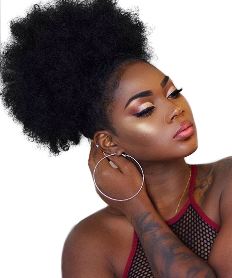 African Afro Kinky Curly Virgin Human Hair Clip-In Extensions – Double Weft, #1B Natural Black