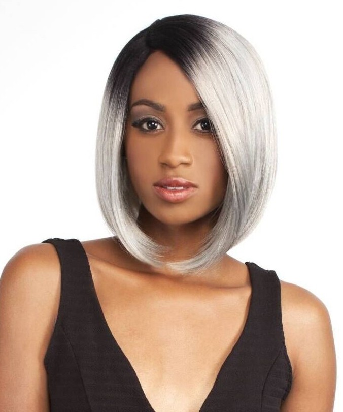 1B/Grey Ombre Short Bob Style Synthetic Wig - Msbuy.com
