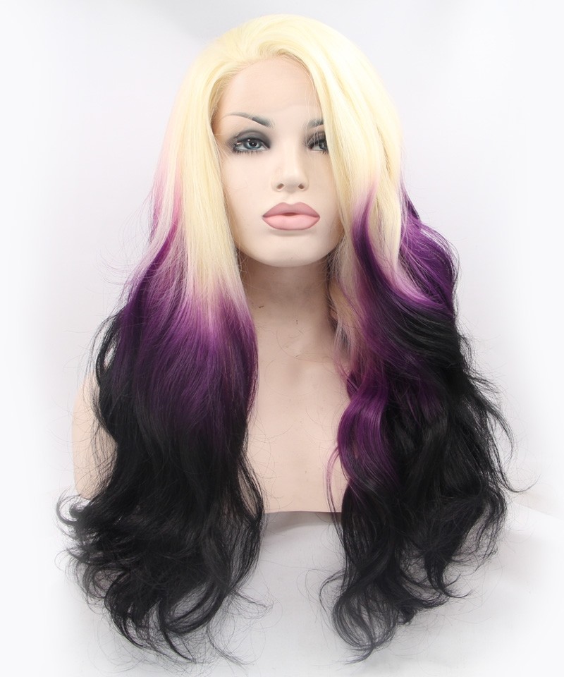 Blonde Purple Ombre Women Fashion Synthetic Wig