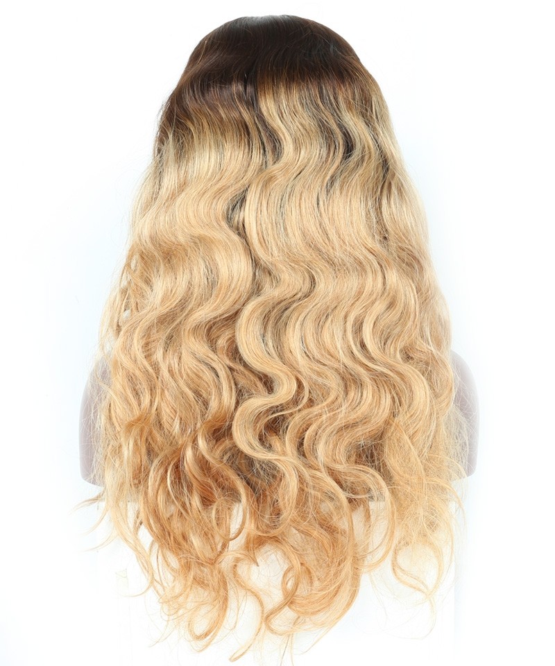 Honey Blonde Ombre Wavy Lace Front Human Hair Wigs - Msbuy.com