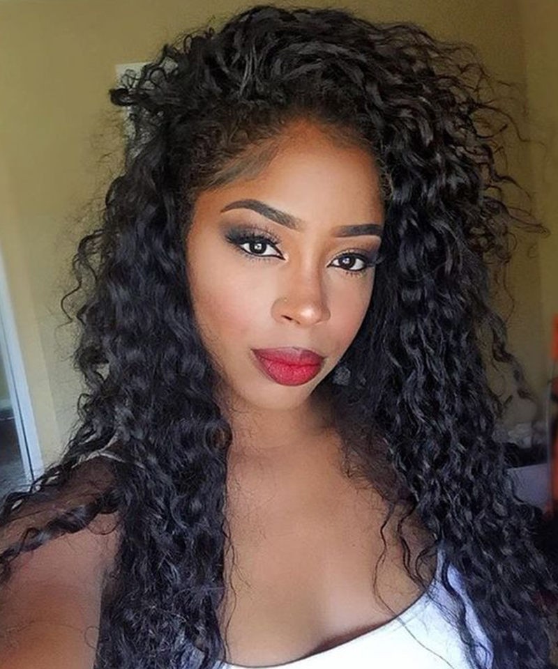 Brazilian Lace Wigs Deep Curly 22 inches 130% Density Pre-Plucked ...