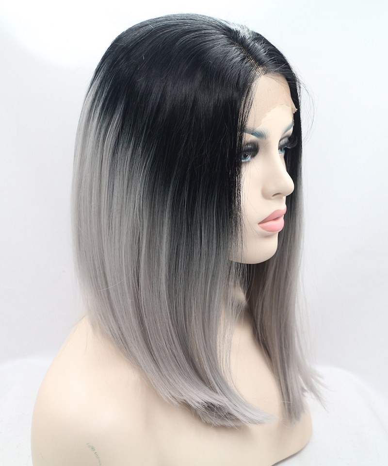 1B/Grey Ombre Short Bob Style Synthetic Wig - Msbuy.com