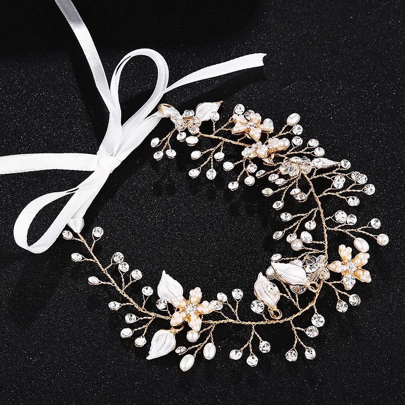 Rose Gold Crystal Rhinestone Pearls Wedding Hair accessories