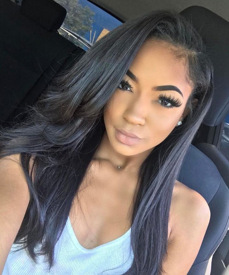 Full Lace Human Hair wigs Light Yaki Straight 120 Density Lace Wigs