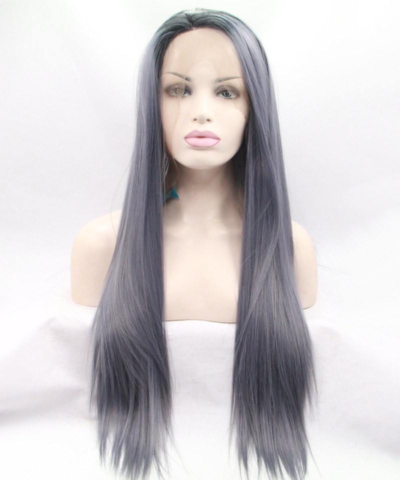 Grey Color Fashionable Synthetic Wig - Msbuy.com