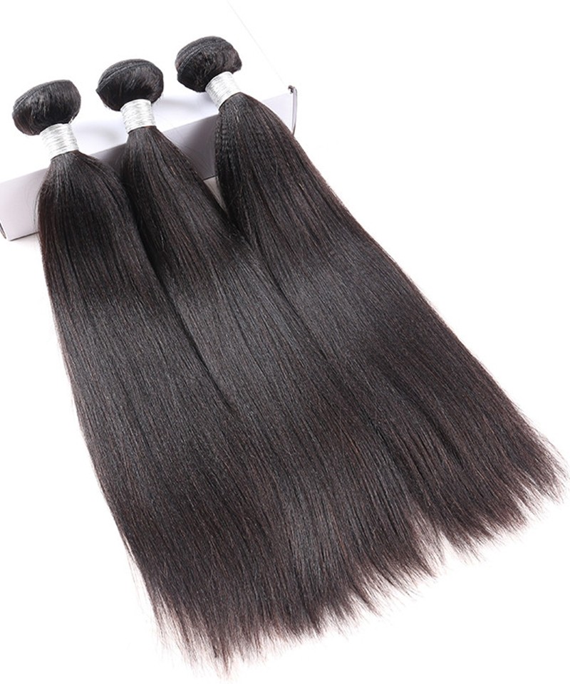 100 Human Hair 2 Pcs Yaki Straight Bundles Brazilian Virgin Hair