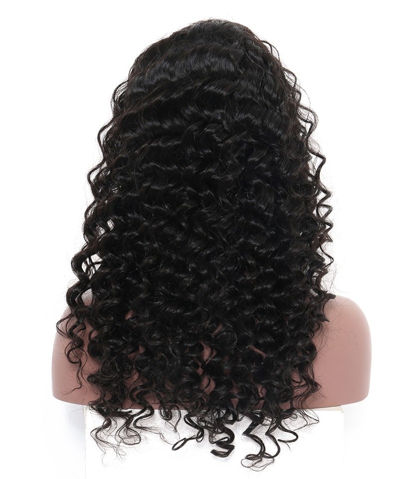 Lace Frontal Fluffy Loose Wave Human Hair Wig With Wispy Bangs & Drawstring