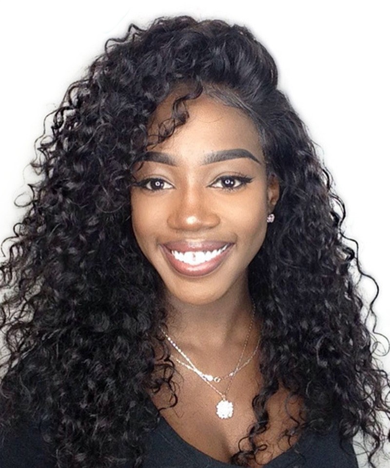 SALE! 18inch Full Lace Human Hair wigs Loose Curly 120 Density