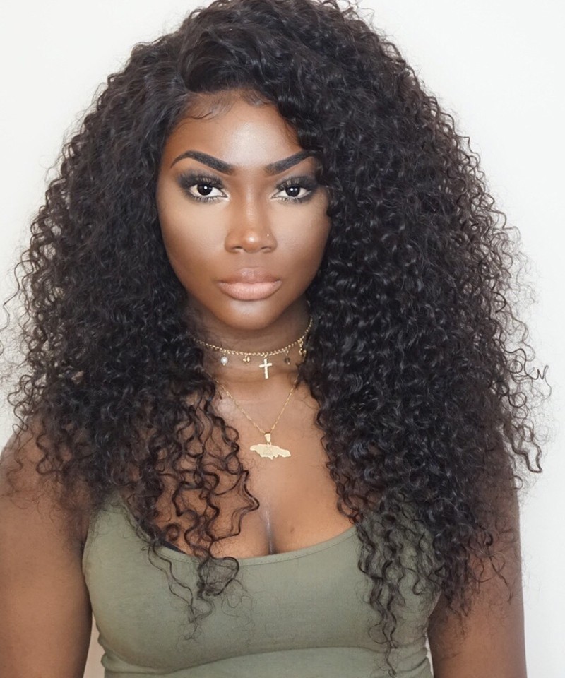Brazilian Deep Curly Lace Closure with 3 Bundles Human ...