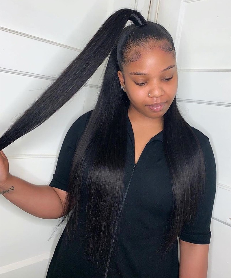 Straight Full Lace Wig Human Hair 150 Density Natural Color