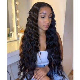 Msbuy Loose Wave 360 Lace Wigs Pre Plucked Brazilian Undetected Lace Wigs With Baby Hair 150% Density Lace Front Human Hair Wigs 