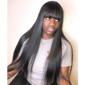 Deep Part Silky Straight Msbuy13x6  Lace Front Wigs With Bang 150% Density 