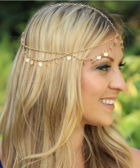 European and American new street shoot ultra - shiny piece of wavy fringe chain hair ribbon hair ribbon hair 1pcs/Lot .