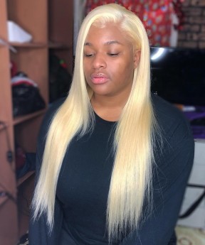 613 Blonde Color Full Lace Wig 16 Inches Chinese Virgin Hair Lace Wig Pre Plucked With Baby Hair