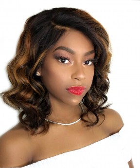 Brown High Light Natural Wave Bob Style