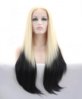 Blonde Root Black Ombre Synthetic Wig