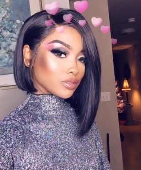 Cool Short Straight  Bob Style Lace Front Human Hair Wigs 250% Density