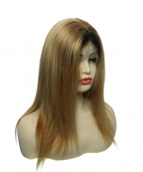 1B/27 Color Full Lace Human Hair Wigs Straight Full Lace Wig For Black Women 150% Density Pre Plucked With Baby Hair