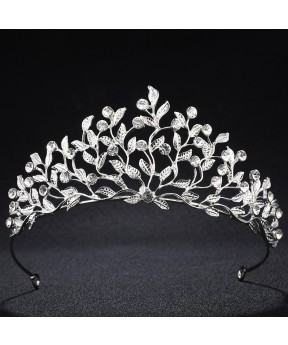 Hot Selling ! alloy crown leaf totem water diamond bride crown European wedding headdress wholesale