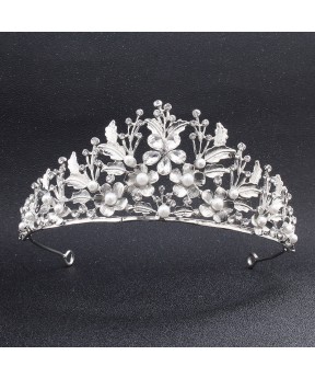 Leaf flower pearl bridal crown 1PCS