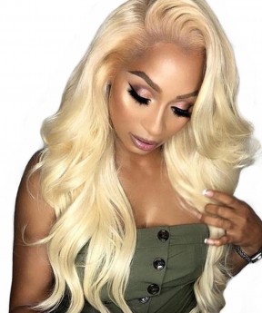 Msbuy Blonde Color #613 Body Wave 360 Lace Frontal Wig For Black Women Straight Wave Pre Plucked With Baby Hair 150% Density