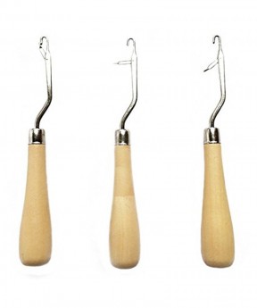 3pcs Wooden holder Latch Crochet Hair Needle Hook Dreadlock Tools