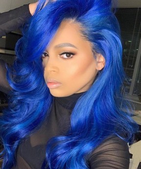 Msbuy Blue Color 13x6 Lace Front Wigs 150 Density Straight Colorful Human Hair Wig For Women