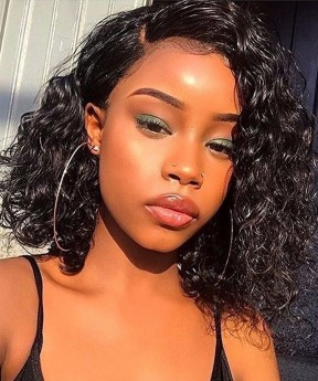 13x6 Lace Front Human Hair Wigs 150% Density Loose Wave Bob Style