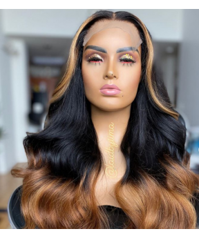 Msbuy wigs T part ombre wigs Colorful human hair wigs wave 250% density colored Lace Front Human Hair Wigs With Baby Hair Brazilian Lace Wigs For Black Women cheap