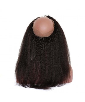 Kinky Straight 360 Lace Frontal Closure Pre Plucked With Baby Hair  