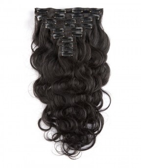 Clip in Human Hair Extensions 120g 7pcs Brazilian Body Wave Remy Hair Natural Color