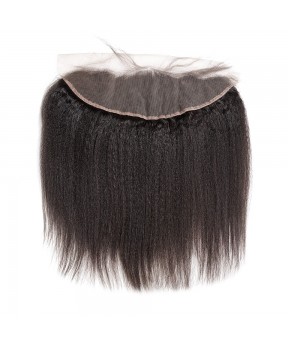 Kinky Straight Pre Plucked 13x4 Ear to Ear lace frontal Bleached Knots