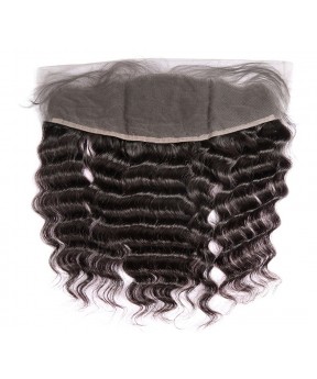 Natural Color Deep Wave Human Hair Natural Hairline 13x4 Lace Frontal