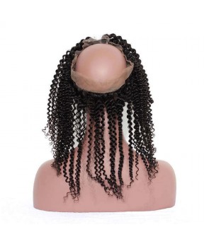 Brazilian Virgin Hair Kinky Curly 360 Lace Frontal With 3 Bundles 