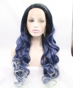 1B/Blue With White Highlight Synthetic Wig For Black Women